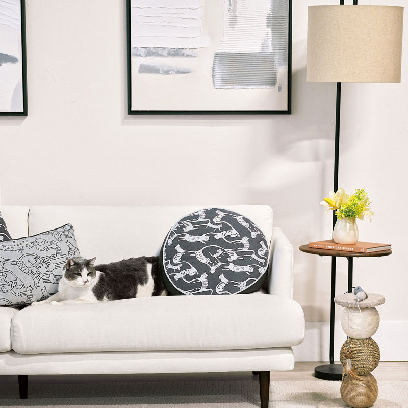 Pets Circular Pillow Cover & Insert, Ivory/Black