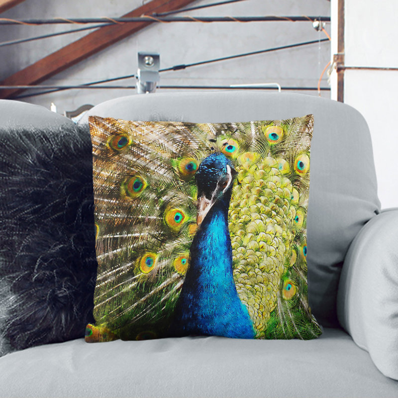 Peacock Vol.2 Painting Square Throw Cushion, 40cm H x 40cm W x 15cm D