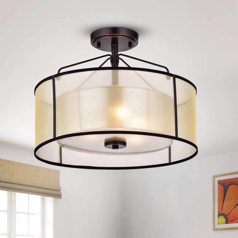 Brisco Semi Flush Mount, Bronze, White