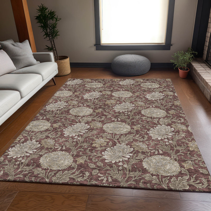 Premium Machine Washable Prisco Merlot Rug, Rectangle 10' x 14'