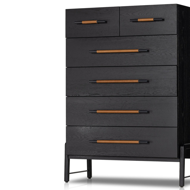 Rosedale 6 Drawer Tall Dresser-Oak Veneer, Ebony Oak