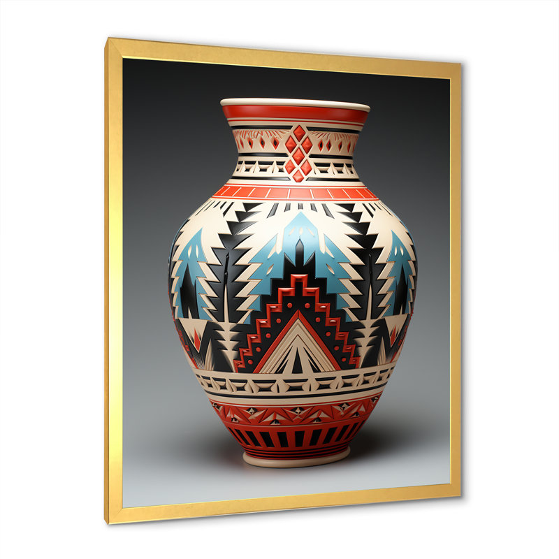 «Native Pueblo Pottery II», reproduction sur toile, Cadre doré simple, H 32 po x l 24 po x P 1 po