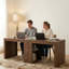 Bureau double 79 po avec tablettes de rangement pour 2 personnes, bureau d'ordinateur extra long pour le bureau personnel