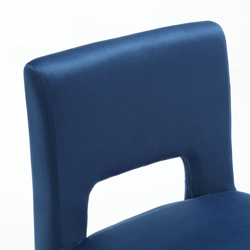 26” Velvet Upholstered Counter Height Bar Stool, Blue, 2