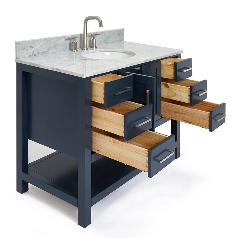Magnolia Bath Vanity Rectangular Basin S061SCW2R, Oval, Midnight Blue, 43"