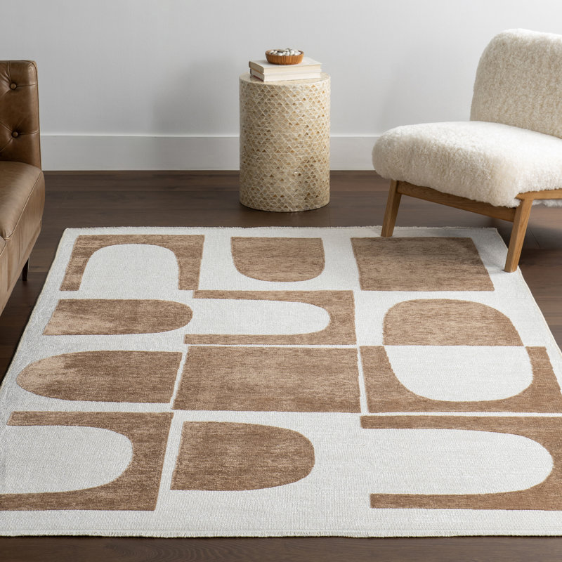 Tapis géométrique lavable à la machine Odilia, Rectangle de 5 pi x 8 pi