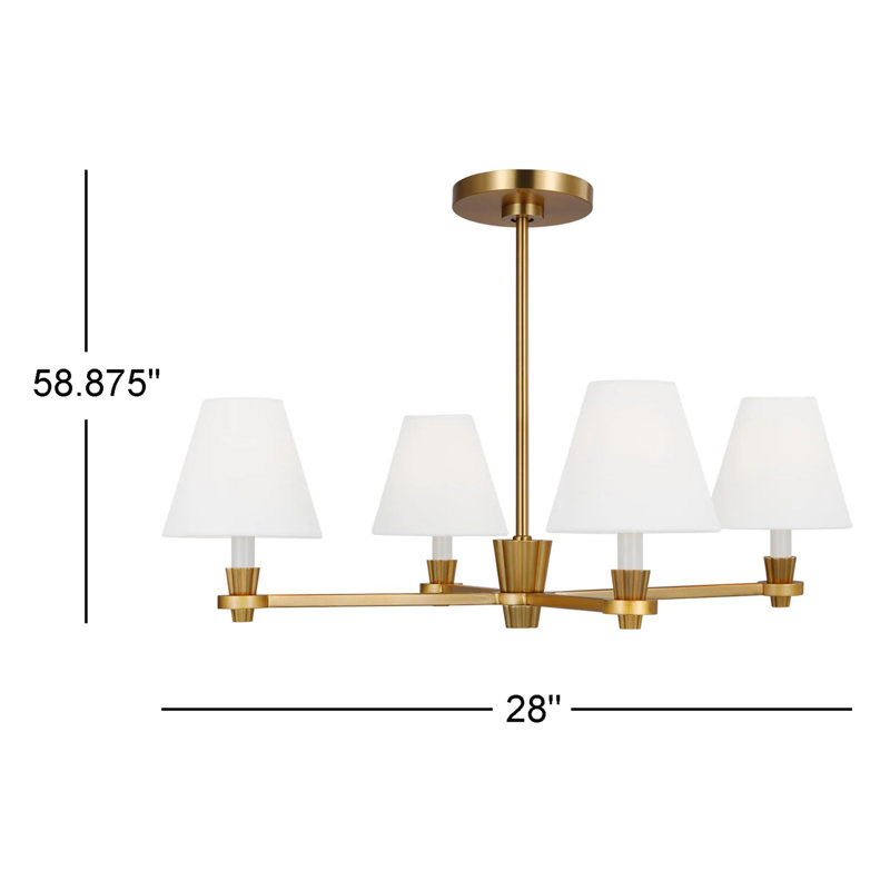 Paisley 4 - Light Chandelier, Burnished Brass