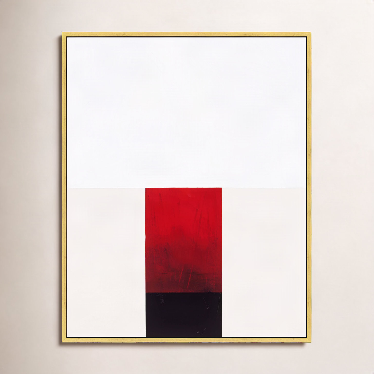 Tempo with Red 2 Print by Robert Kamnatnik, 20" H x 16" W x 1.38" D, Gold Framed Canvas