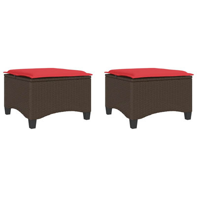 2 tabourets de patio avec coussins 21,7 po x 21,7 po x 14,2 po en poly rotin