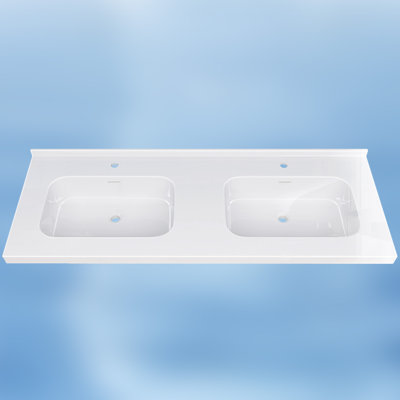 60 In. W X 22 In. D Solid Surface Rectangular Single Sink Vanity Top With Backsplash Bathroom Countertop In White