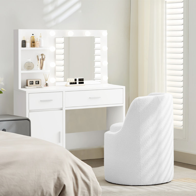 Tabouret de coiffeuse Yosef, Blanc