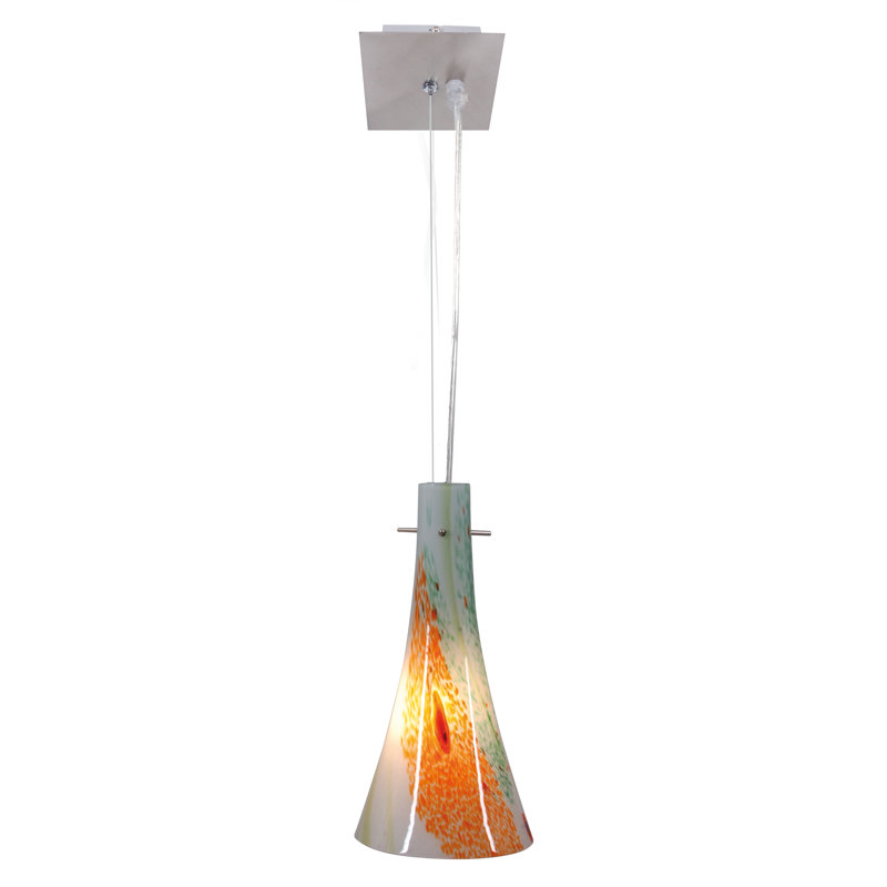 Eddahbi 1 - Light Cone Pendant, 30cm H x 15cm W x 15cm D, Orange and White