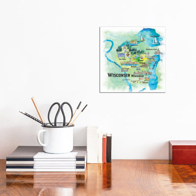" The USA, Wisconsin Illustrated Travel Poster " by Markus And Martina Bleichner Painting Print