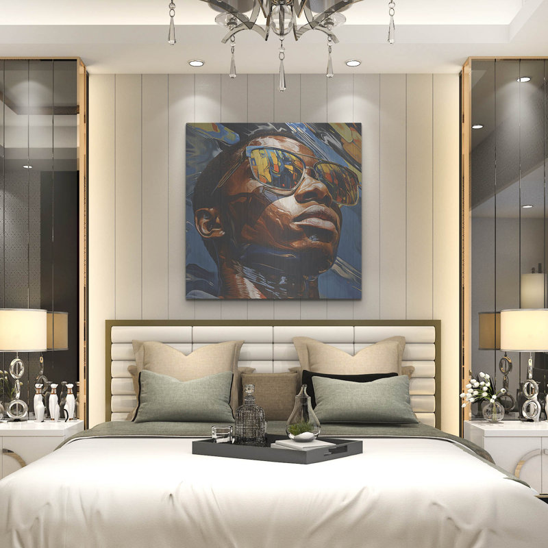 Art mural en métal luxueux «Vibrant Reflections Portrait» par r3darch0n, H 36 po x l 36 po