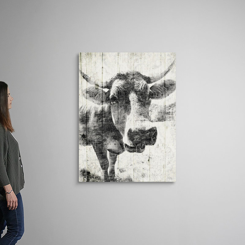 «Vintage Cow Mate» par Jace Gray, reproduction sur toile, Toile tendue, H 48 po x l 36 po x P 1,25 po