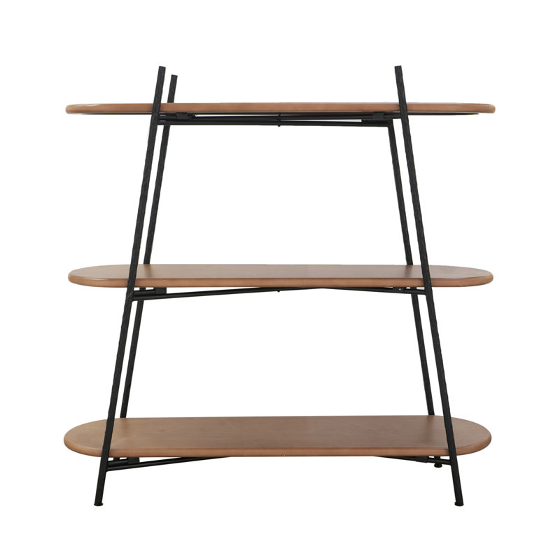 Three-Tiered Shelving Unit with Iron Frame