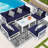 Gilemette 8-Piece Modern Aluminum Outdoor Sectional Seating Group with Cushions & Coffee Table, Rust-Resistant Patio Conversation Set-562047089-564232440