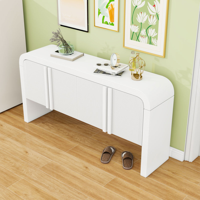 Console en bois avec tablettes et portes réglables, Blanc
