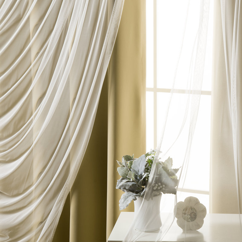 Crenshaw Solid Room Darkening Thermal Grommet Curtain Panels, Wheat, 52''W X 96''H