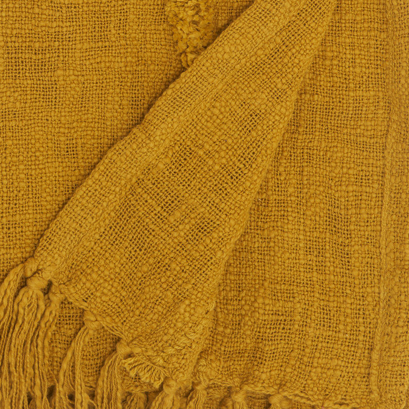 Ruzmira Hand Woven Throw Blanket, Mustard Yellow
