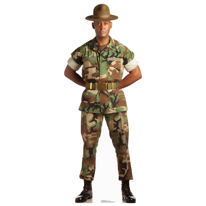 Life-Size Camo Military Man Cardboard Standup with Easel