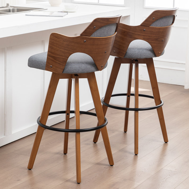 Swivel Upholstered and Faux Leather Bar Stool, Bar Stool (76.2cm Seat Height)