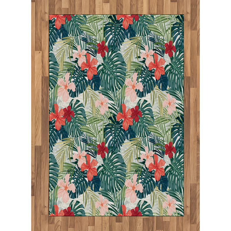 Tapis décoratif à fibres longues haute densité en polyester et coton Leaf, Rectangle— 4 pi x 5 pi 8 po