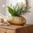 Judah Oval Disc Vase, Carved Timber-Like Texture, Gold Aluminum 16 Inch