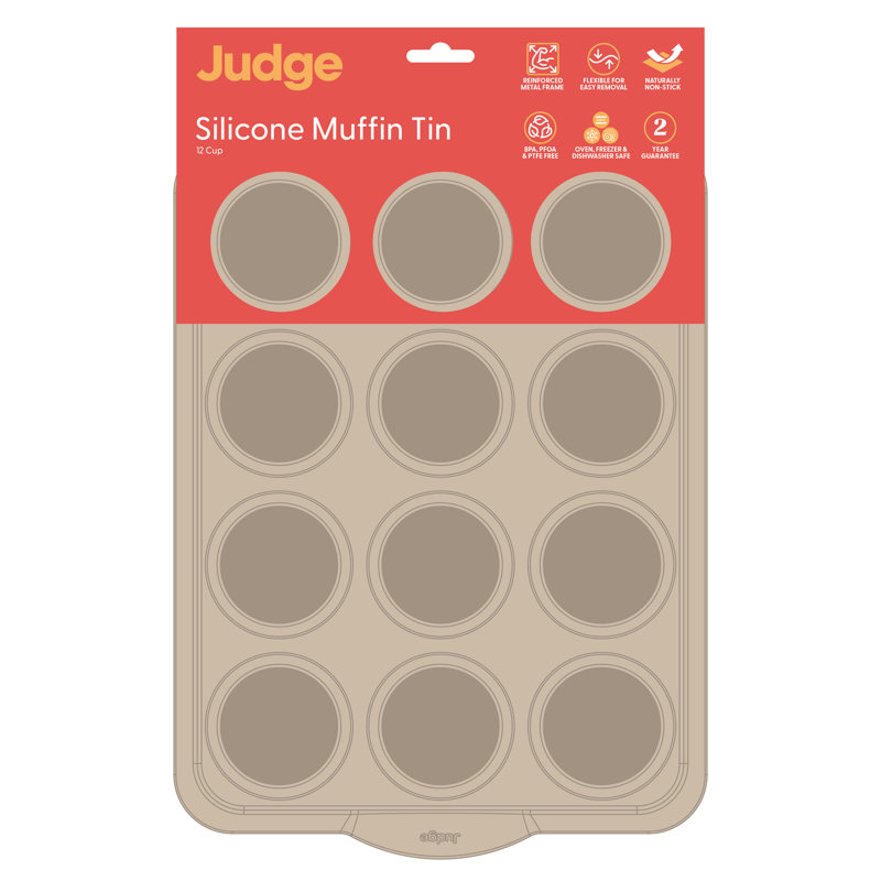 Judge Silicone, 12 cup Muffin Tin, Cup size 7x3cm, Hazelnut, Hazelnut