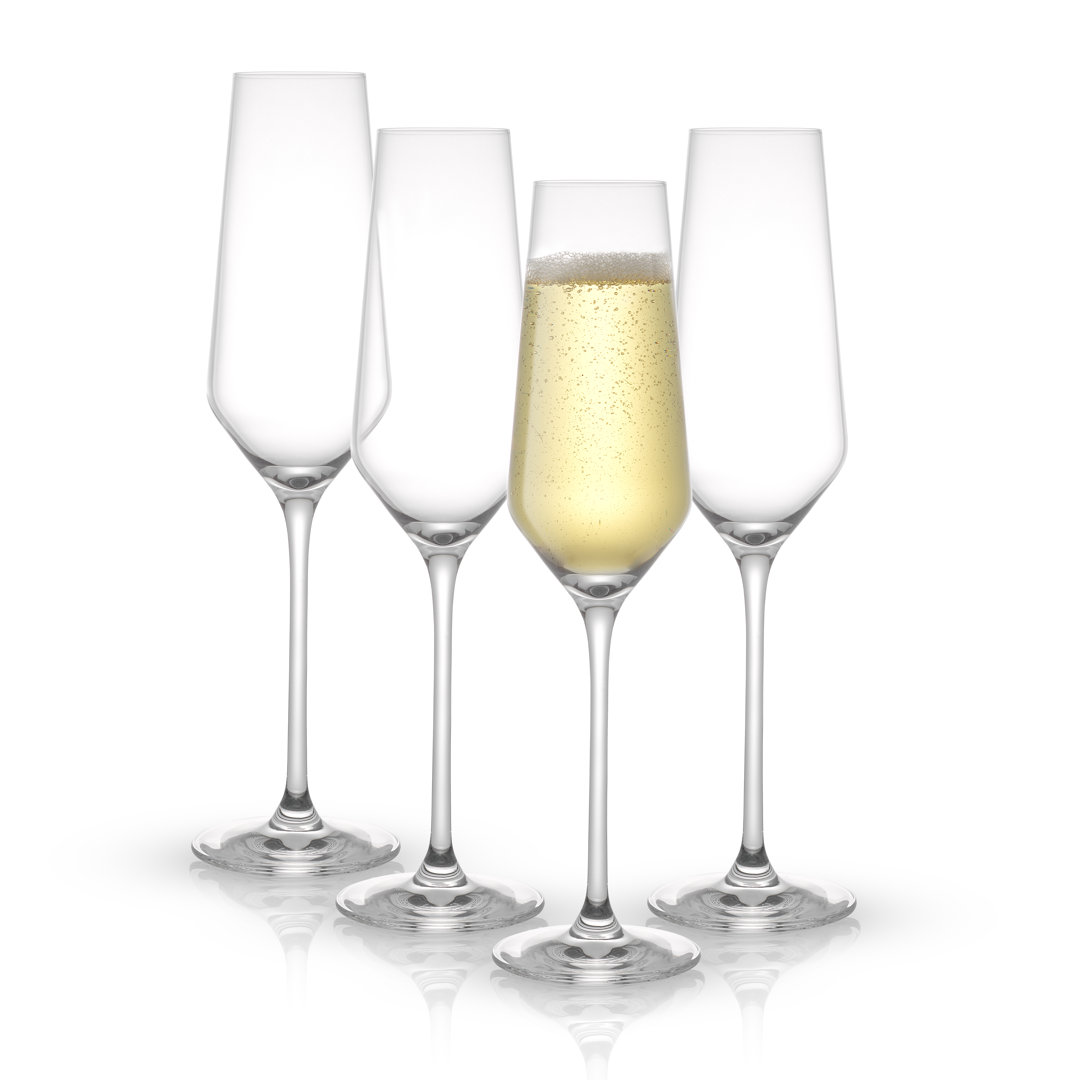 JoyJolt Layla Stemmed Champagne Flute Glasses, 7.5 oz. (Set of 4) JoyJolt