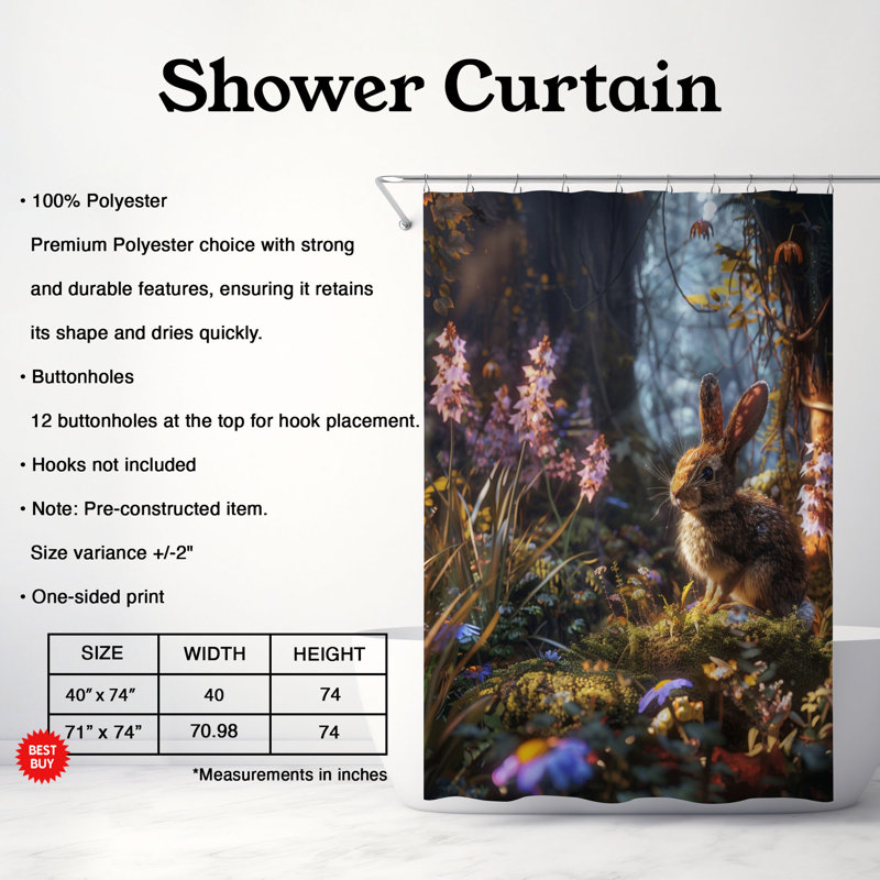 Rideau de douche standard 1 pièce Ethereal Arboreal Abstract, H 74 po x l 71 po