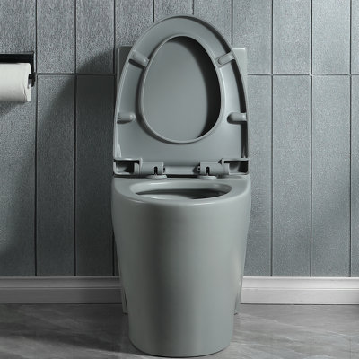 Elongated Toilet Seat Quiet-Close Plastic with Seat Cover, Quick Attach 17.72" L, Glossy White
