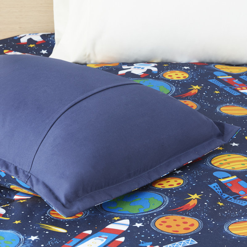 Navy Microfiber Outer Space Full Comforter Set