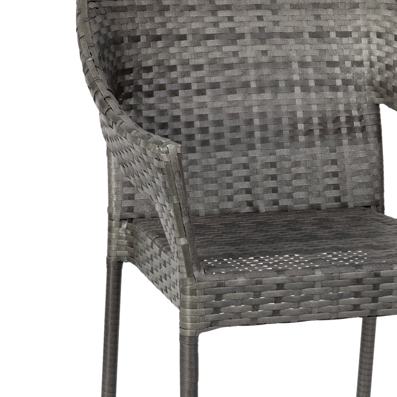 Chaises de patio antidérapantes en rotin PE de qualité commerciale Antoinique, gris, 1