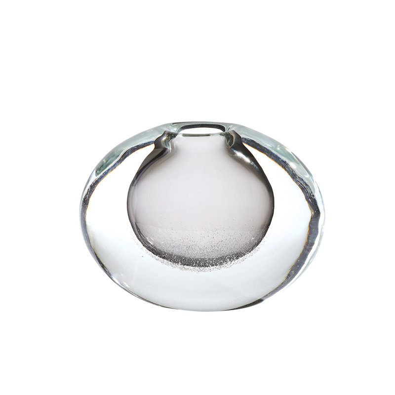Micro Bubble Handmade Glass Table Vase, Gray/Clear