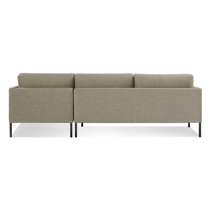 Paramount Chaise Sectional, Black, Sanford Oatmeal Basketweave, Right Hand Facing