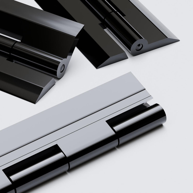 3x Black Acrylic Piano Hinges 150 mm, Continuous Plastic Hinges