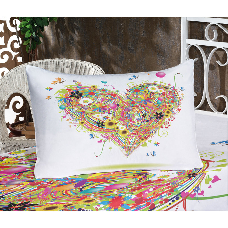 Multicolore drap-housse et coussin décoratif Ambesonne, Ensemble de draps pour taille de lit très grand +