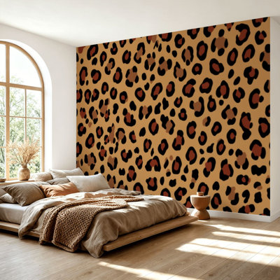 Papier peint adhésif peler et coller léopard, imprimé classique, peau de chat sauvage, mode, papier auto-adhésif amovible, contact mural pour salon, chambre à coucher H 69 po x l 96 po