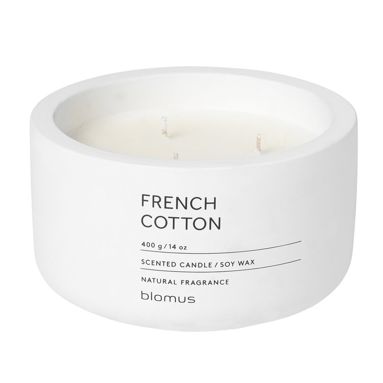 French Cotton Scented Jar Candle with Stone Holder
