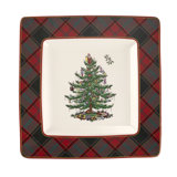 Christmas Tree TARTAN SQUARE PLATTER 10"