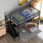Structure de lit mezzanine en métal avec bureau, aucun sommier nécessaire, mobilier de chambre simple