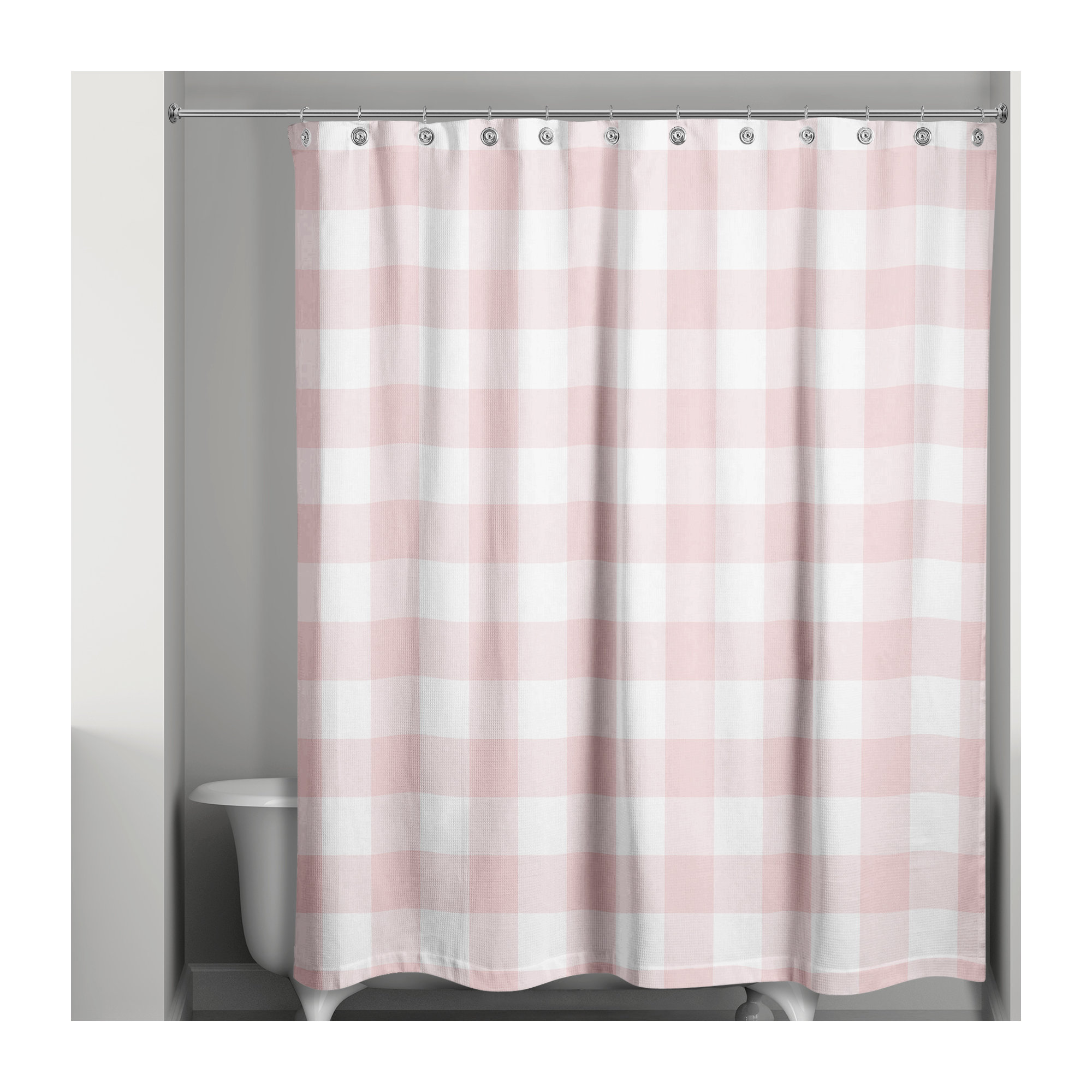 Hanka Polyester Shower Curtain, Pink