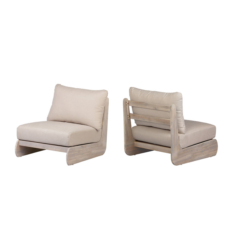 Méridienne en bois d'acacia avec coussins amovibles Bukka
