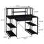 Bureau noir avec tablettes ouvertes et rangement pratique avec 1 tiroir et 8 compartiments