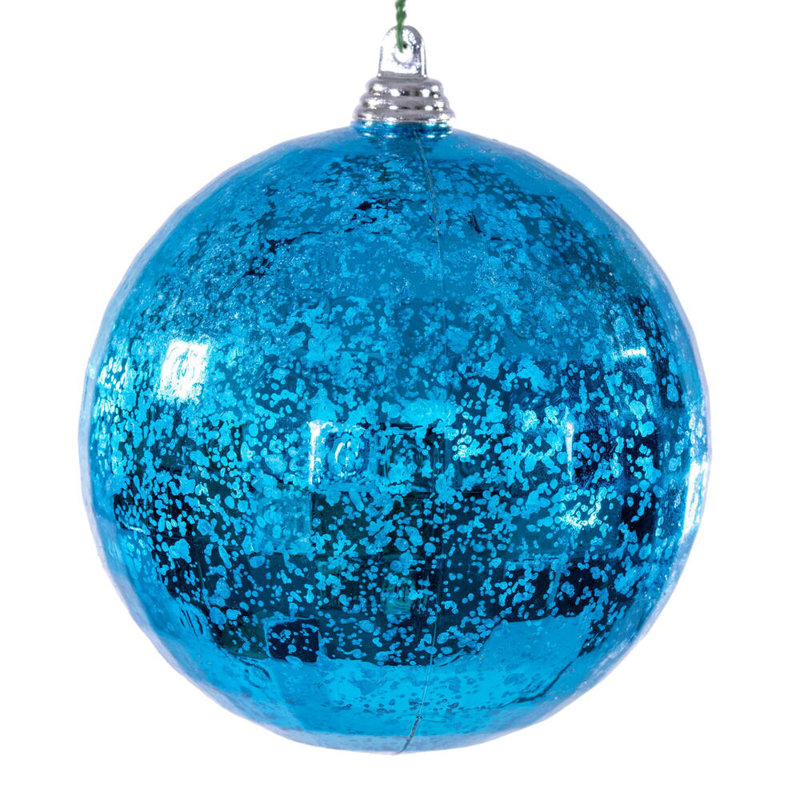 Ornement en miroir de 4 po au mercure. Il comprend 6 pièces par sac., Turquoise