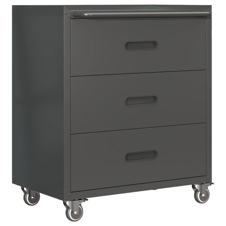 29.5'' W Metal Garage Tool Storage Cabinet with Wheels and 3 Drawers.