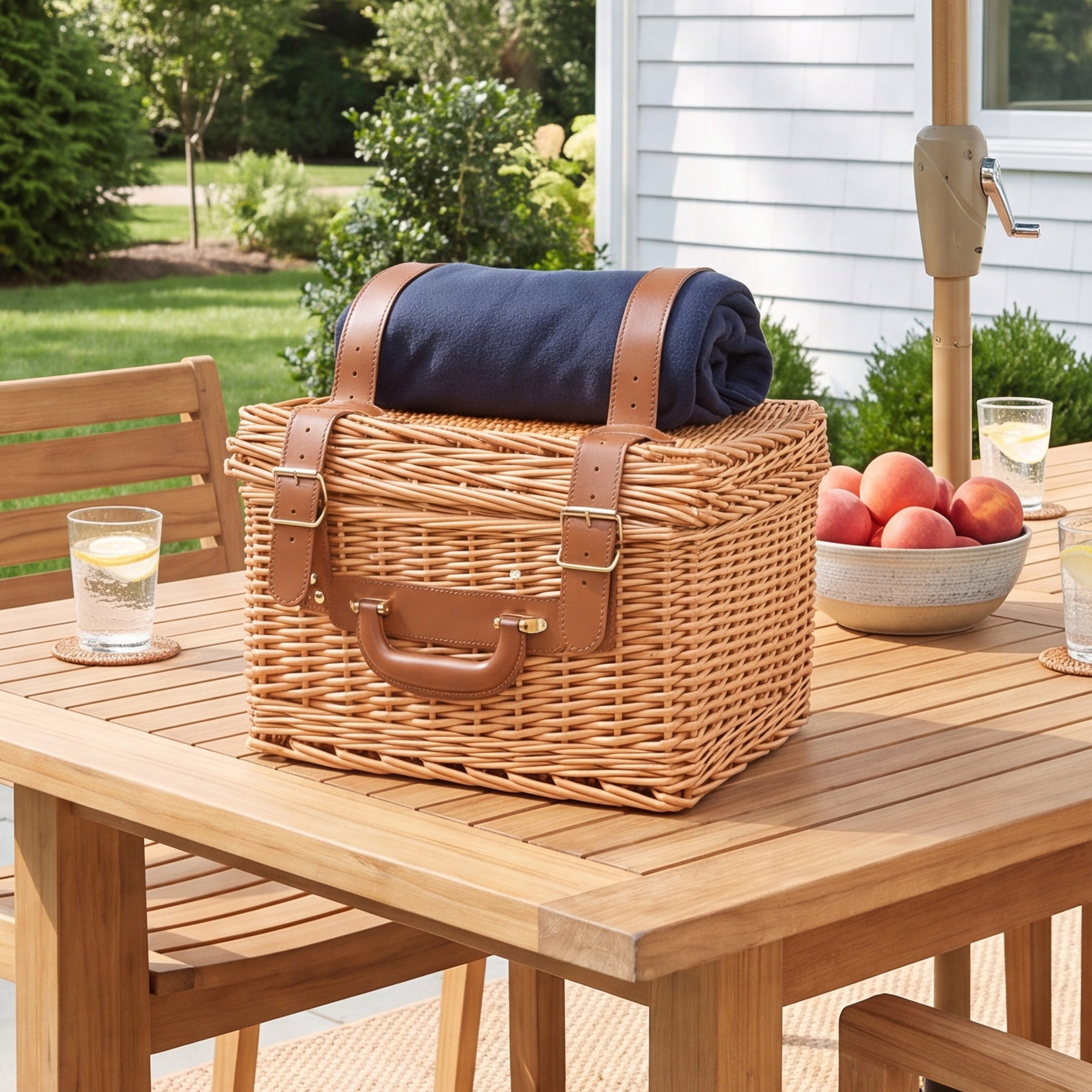 Canterbury Deluxe Picnic Basket Set, Light Brown
