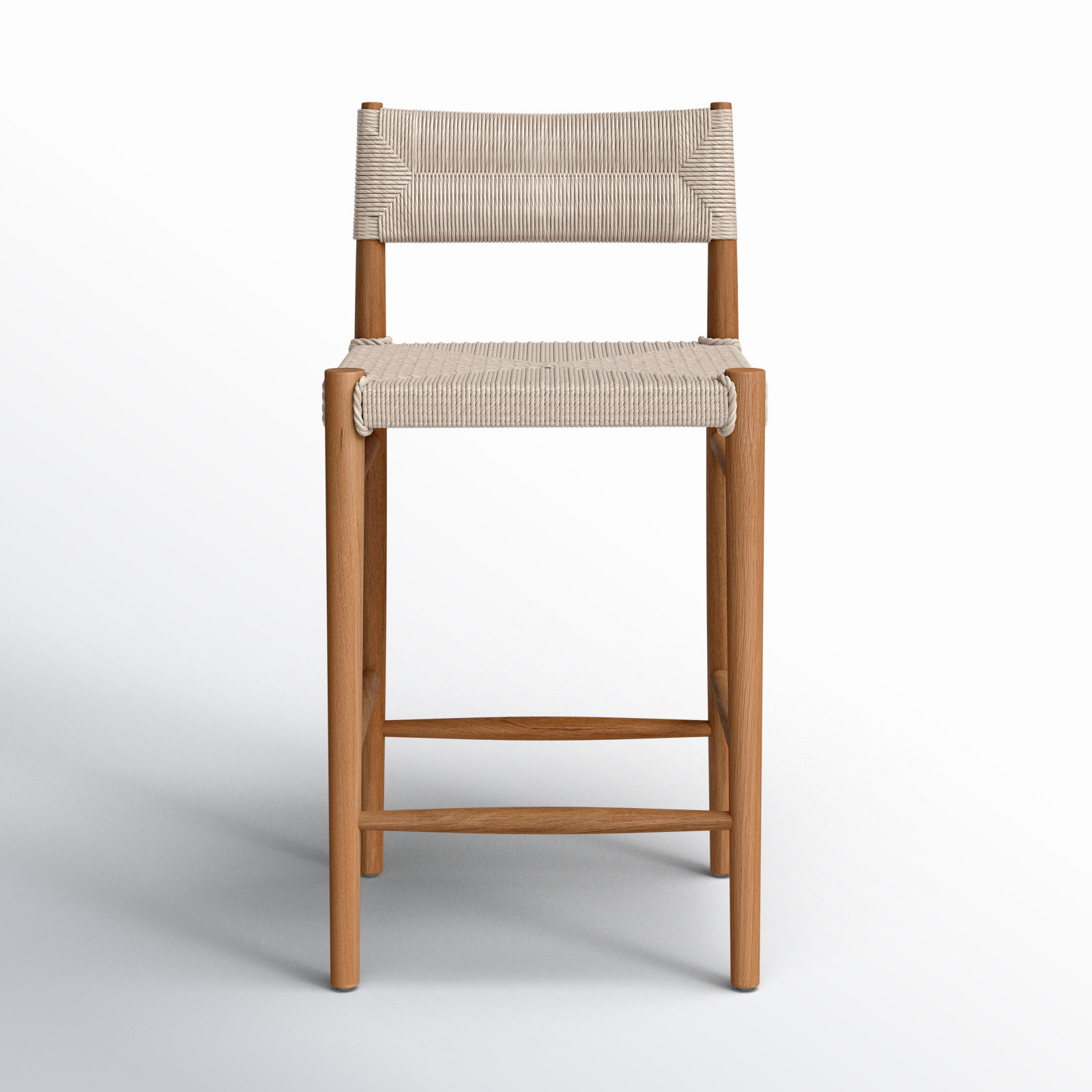 Teak Outdoor Bar Stool, 26", Natural Teak, Light Brown