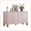 Commode double 6 tiroirs, armoire de rangement moderne avec poignées en métal et pieds en bois massif-129862664